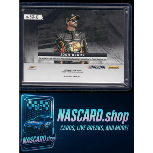 2023 Panini Prime Josh Berry Dual Souvenir Signatures Firesuit-Sheet Metal #/25 - NASCARD.shop