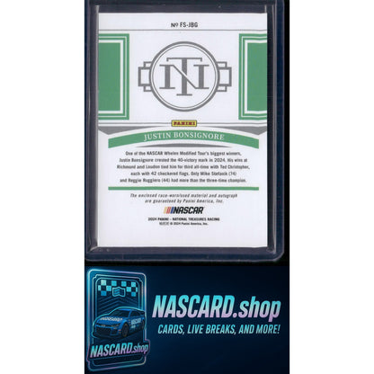 2023 Panini National Treasures Justin Bonsignore Firesuit Signatures #/99