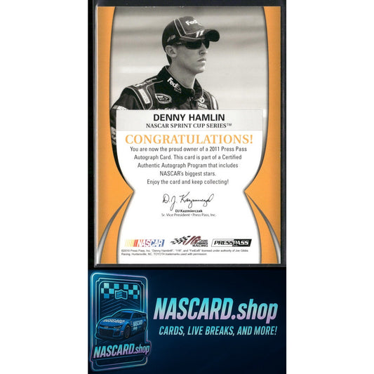 2011 Press Pass Denny Hamlin Autographs Silver #/50 - NASCARD.shop