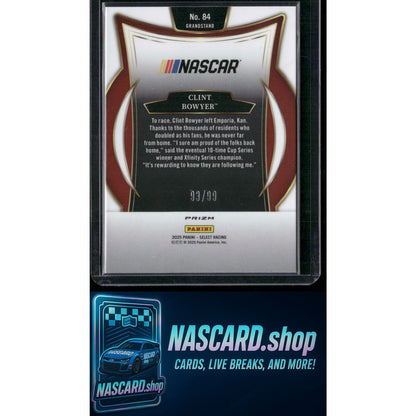 2025 Panini Select #84 Clint Bowyer White Prizms #/99 - NASCARD.shop