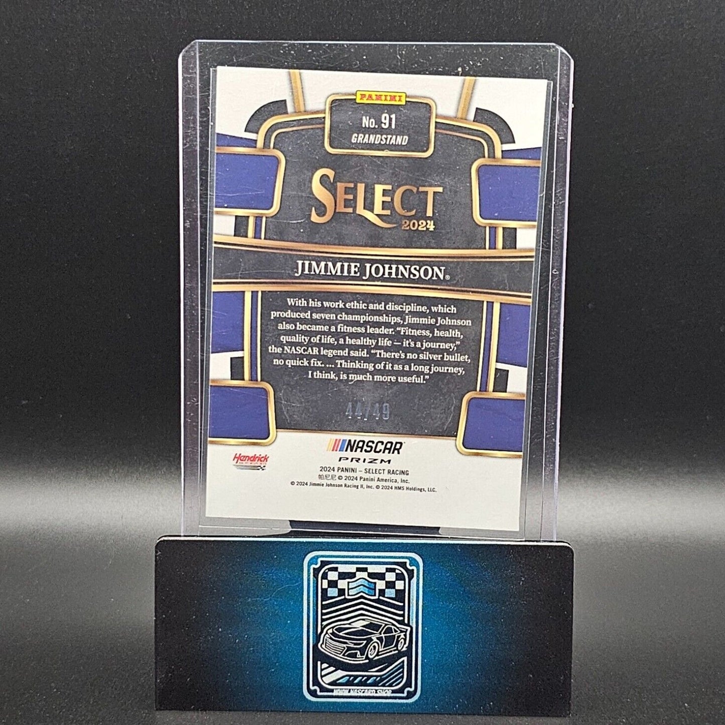 2024 Panini Select - Grandstand Black and Blue Prizm #91 Jimmie Johnson /49 - NASCARD.shop