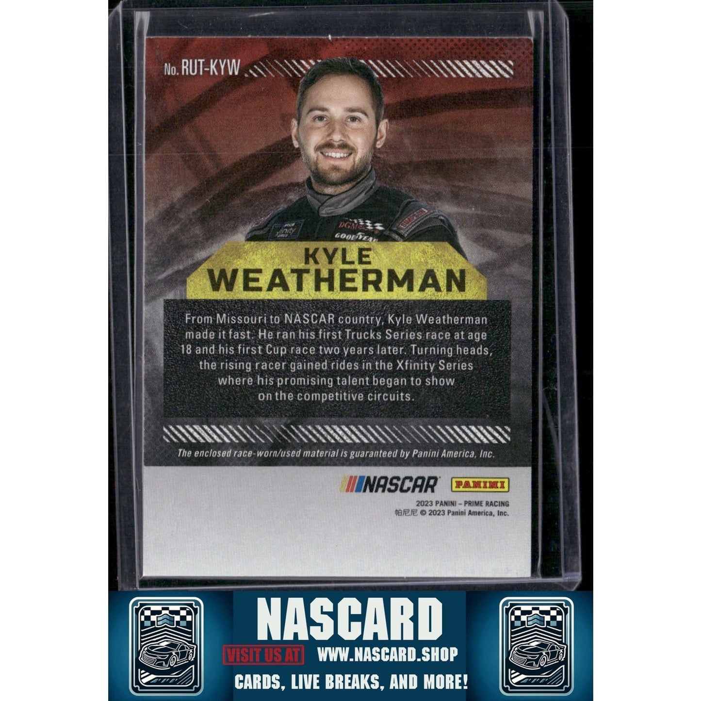 2023 Panini Prime #RUT-KYW Kyle Weatherman Race Used Trios Firesuits #01/99 - NASCARD.shop