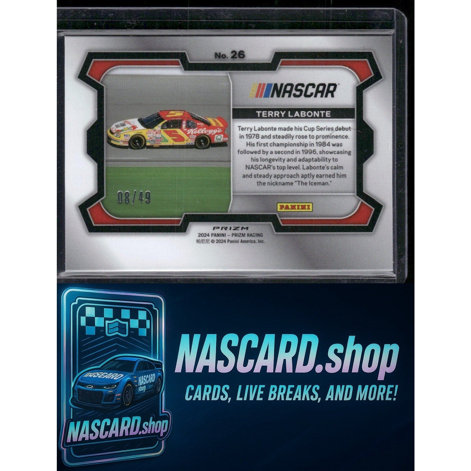 2024 Panini Prizm #26 Terry Labonte Carolina Blue #/49 - NASCARD.shop