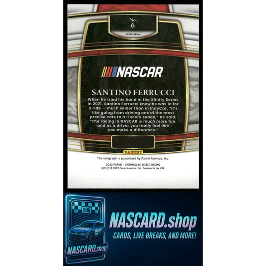 2022 Panini Chronicles #6 Santino Ferrucci Select Autographs RC