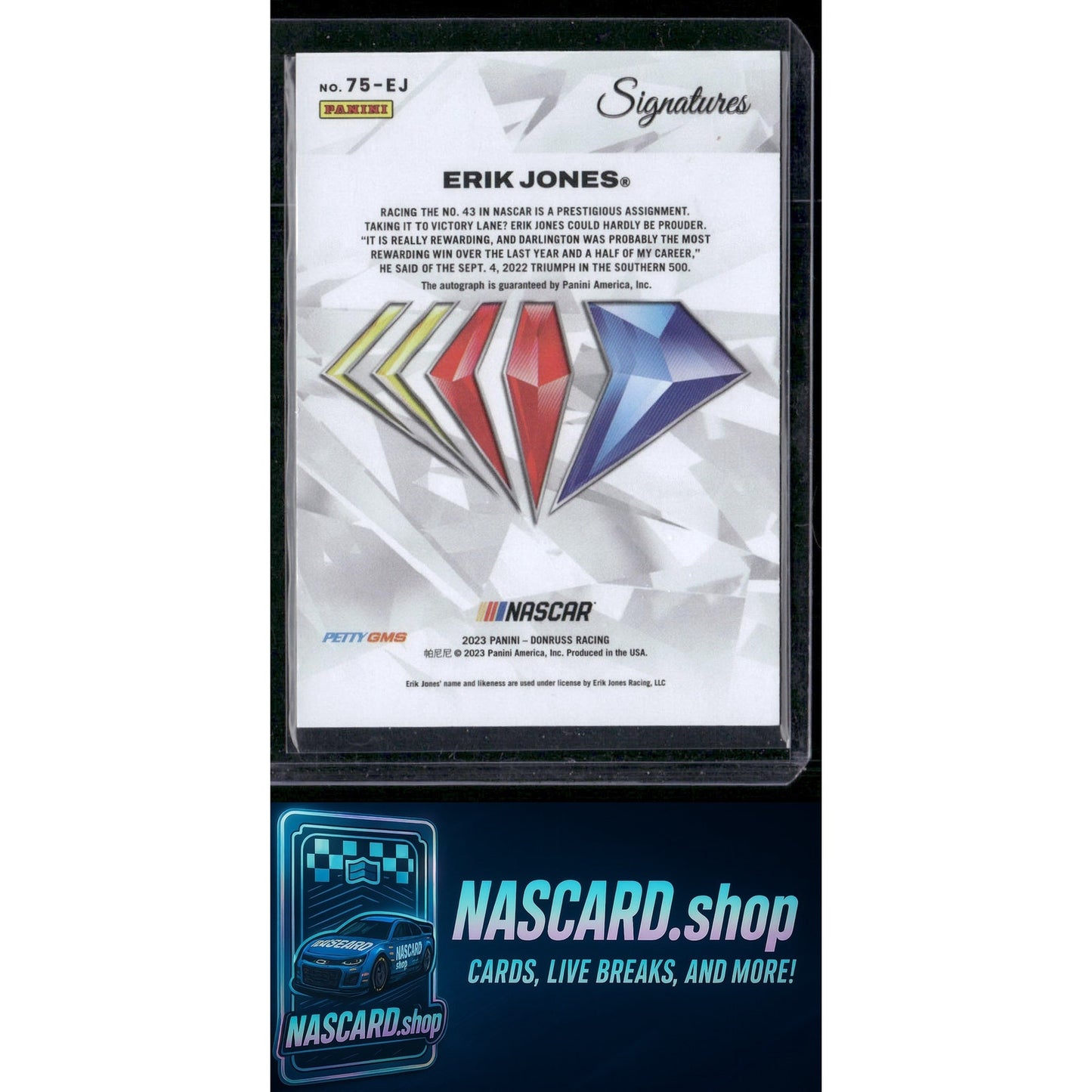 2023 Panini National Treasures Erik Jones NASCAR 75th Anniversary Signatures