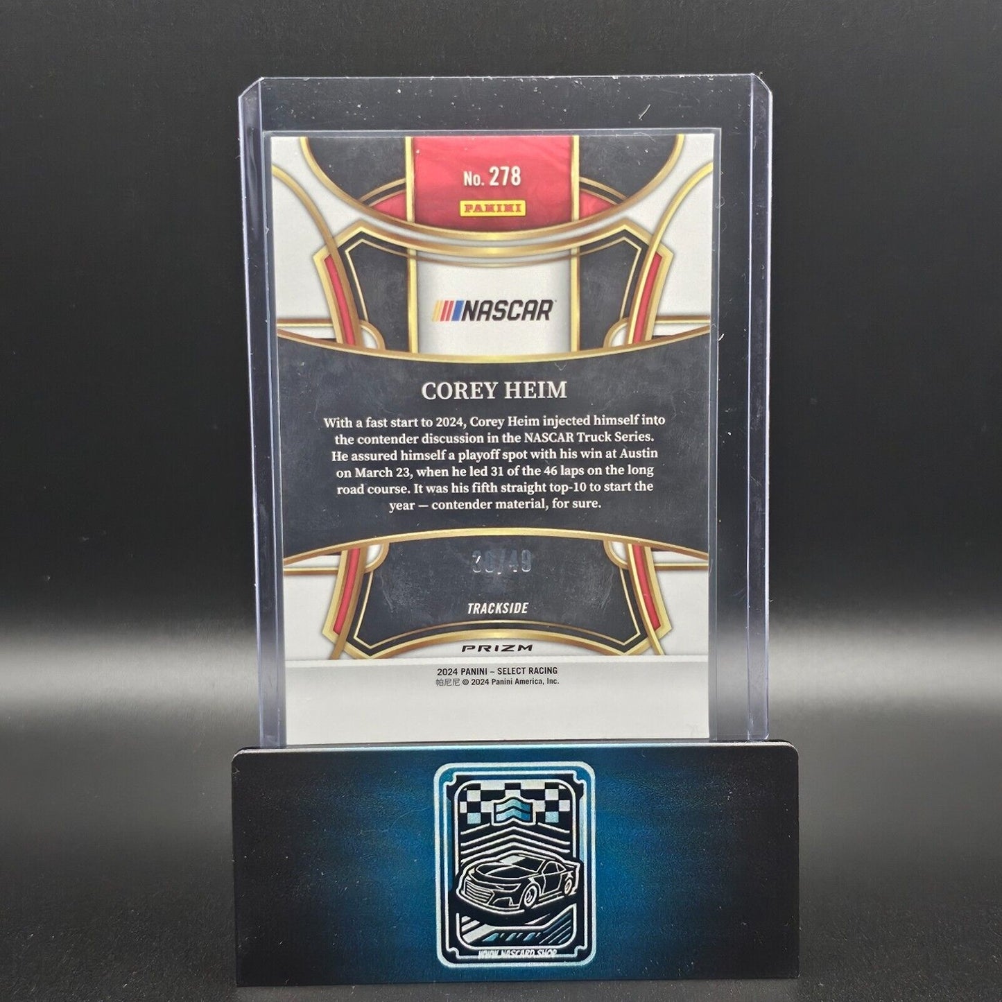 2024 Panini Select - Trackside Black and Blue Prizm #278 Corey Heim /49 - NASCARD.shop