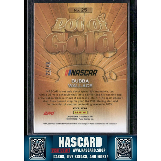 2024 Panini Prizm #25 Bubba Wallace Pot Of Gold Blue #/49
