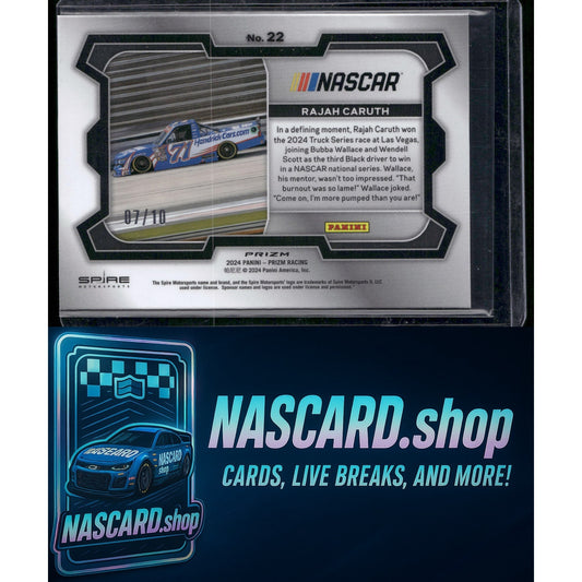 2024 Panini Prizm Rides #22 Rajah Caruth Gold #/10 - NASCARD.shop