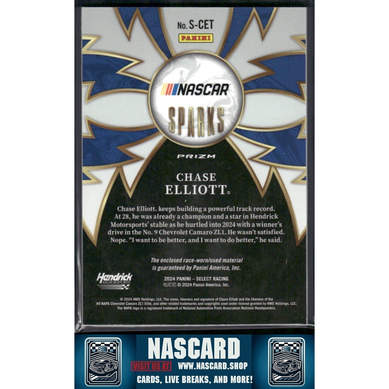 2024 Panini Select #S-CET Chase Elliott Sparks Flash Prizms - NASCARD.shop