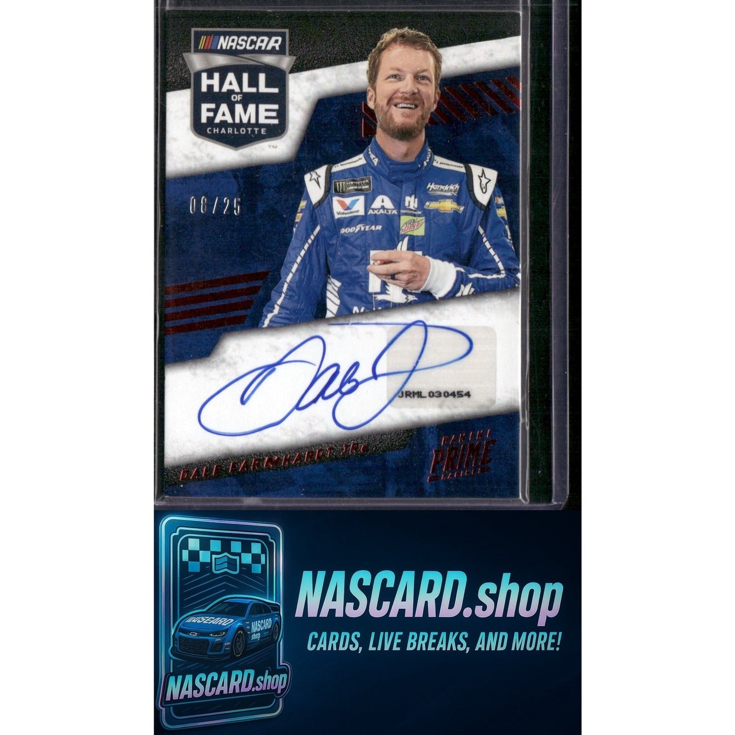 2023 Panini Prime #HFS-DEJ Dale Earnhardt Jr Hall of Fame Signatures Red #08/25