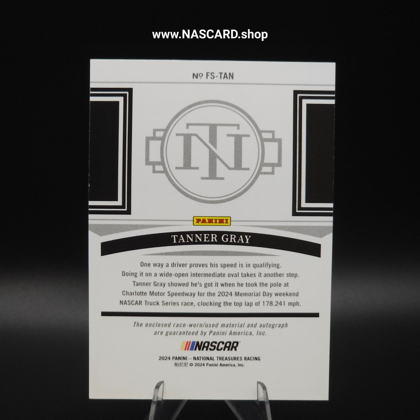 2024 Panini National Treasures Firesuit Signatures Holo Silver Tanner Gray /25