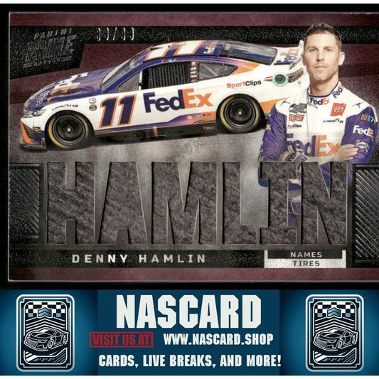 2023 Panini Prime #N-DHA Denny Hamlin Names Tires