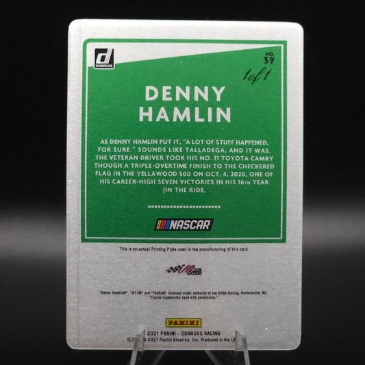 2021 Panini Donruss Racing Cars #59 Printing Plate Denny Hamlin 1/1