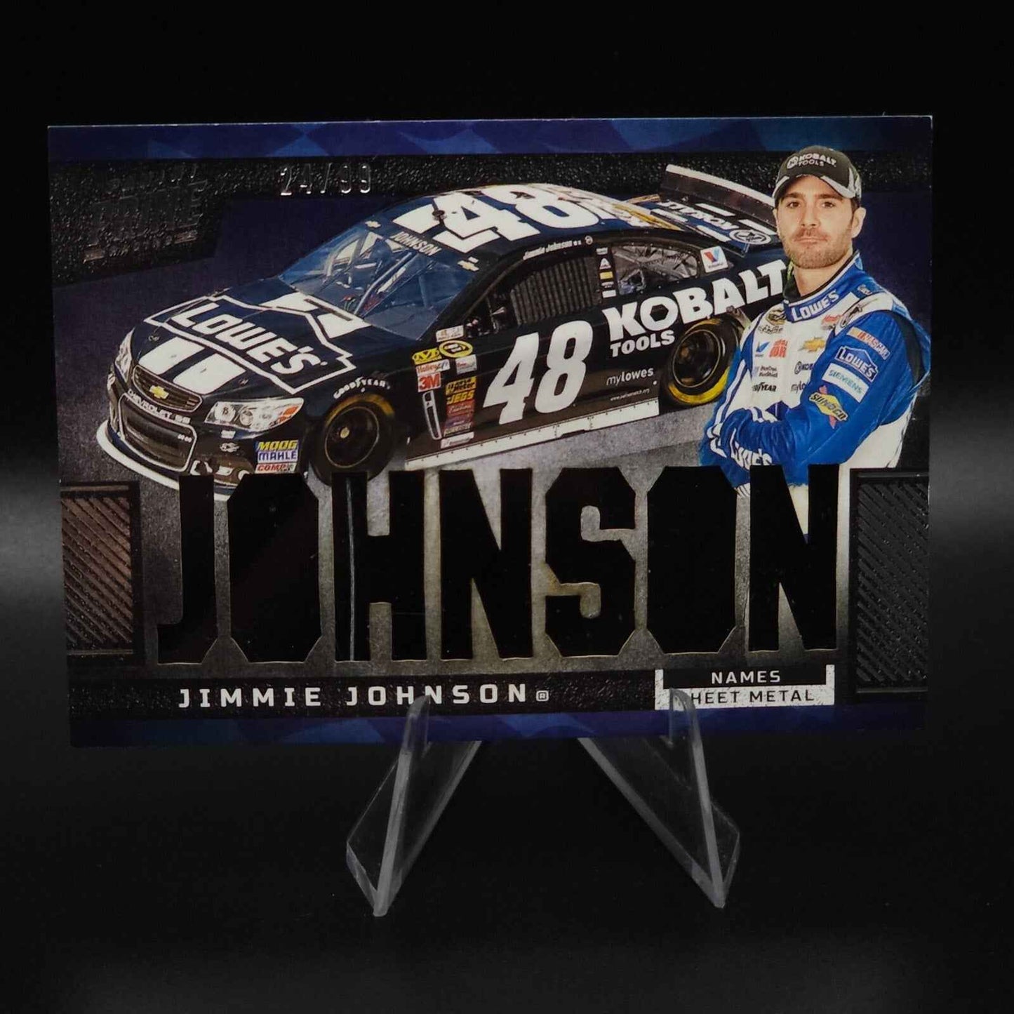 2023 Panini Prime - Names Jimmie Johnson #N-JJO Sheet Metal 24 /99 (MEM) - NASCARD.shop