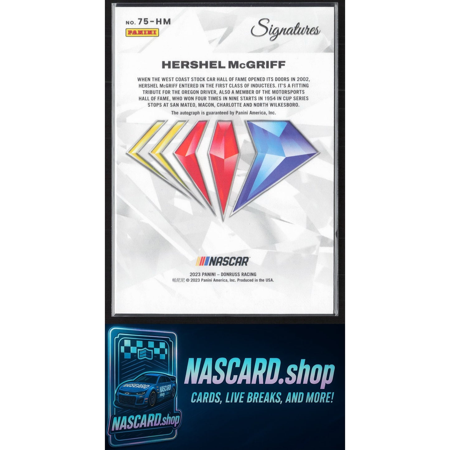 2023 Panini Prizm #75-HM Hershel McGriff NASCAR 75th Anniversary Signatures