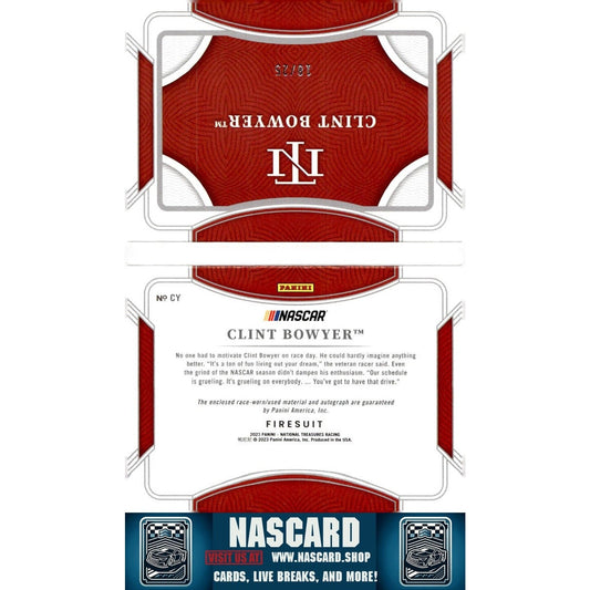 2023 Panini National Treasures #CY Clint Bowyer Jumbo Firesuit Signature Booklet