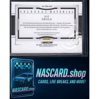 2024 Panini National Treasures #CMA-KAZ Kaz Grala Colossal Material Auto #/49 - NASCARD.shop