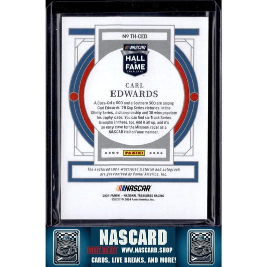 2024 Panini National Treasures #TH-CED Carl Edwards Treasures Of The Hall