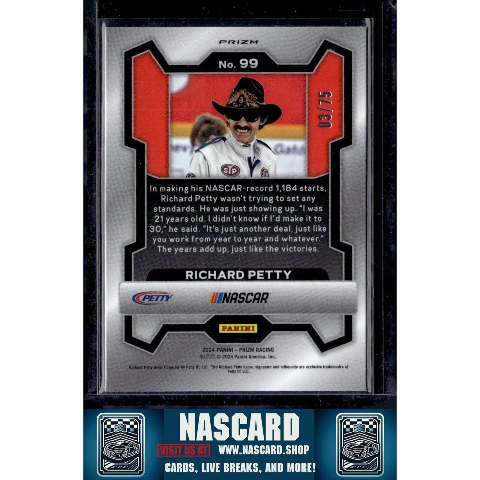 2024 Panini Prizm #99 Richard Petty Checkered Flag #/75 - NASCARD.shop