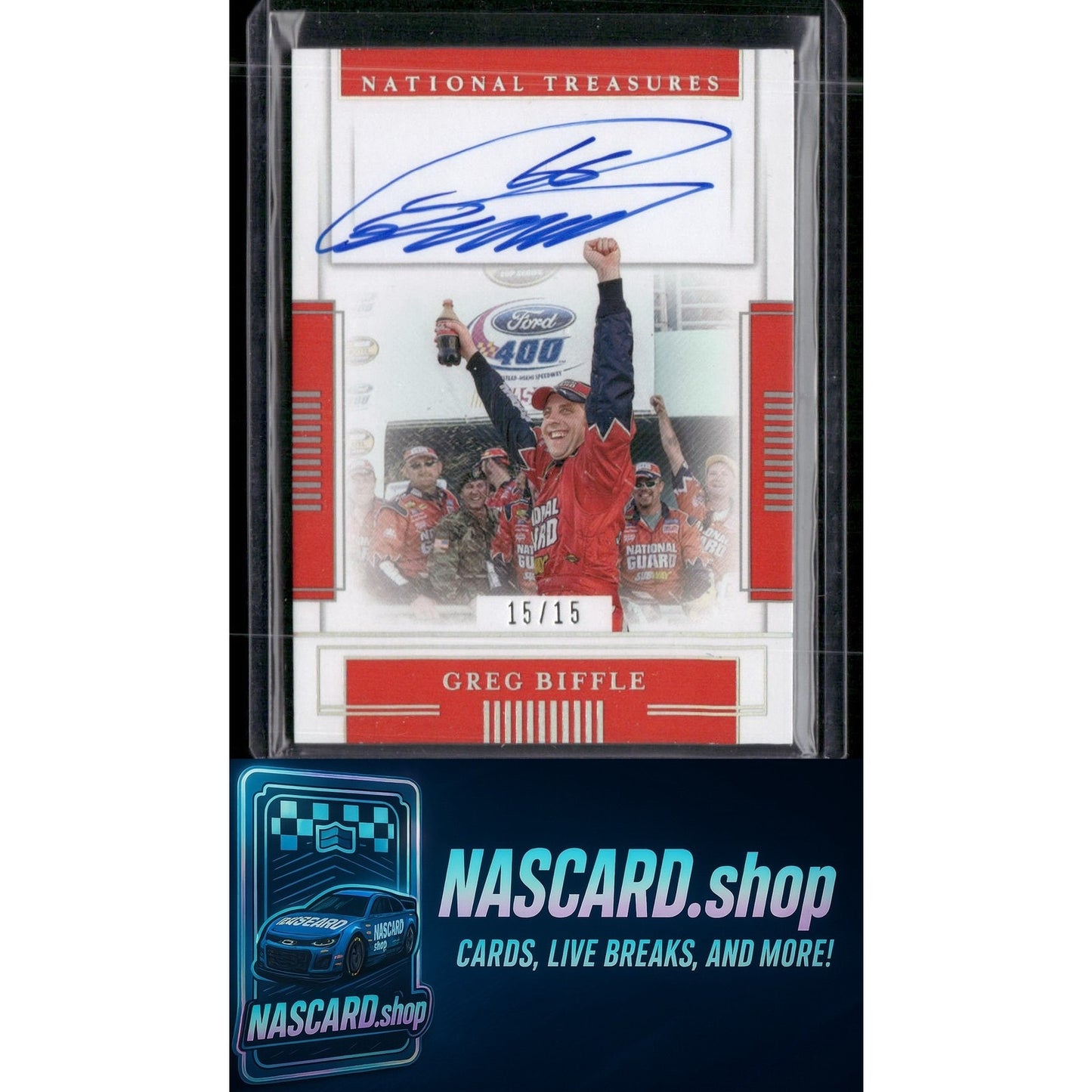 2020 Panini National Treasures #VM-GB Greg Biffle Victory Marks Holo Silver #/15 - NASCARD.shop