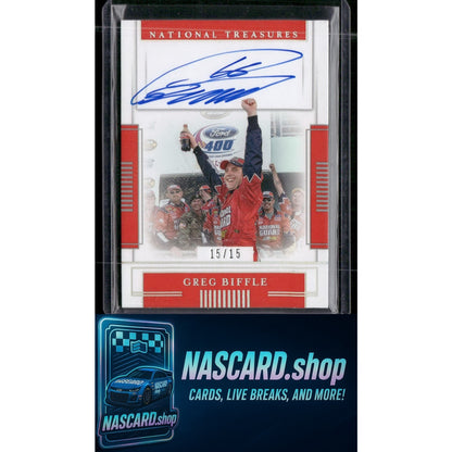 2020 Panini National Treasures #VM-GB Greg Biffle Victory Marks Holo Silver #/15 - NASCARD.shop
