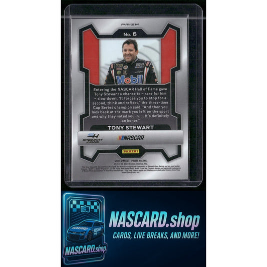 2024 Panini Prizm #6 Tony Stewart White Sparkle - NASCARD.shop