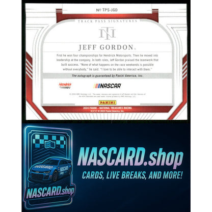 2024 National Treasures Jeff Gordon Track Pass Signatures Holo Silver #/7 - NASCARD.shop