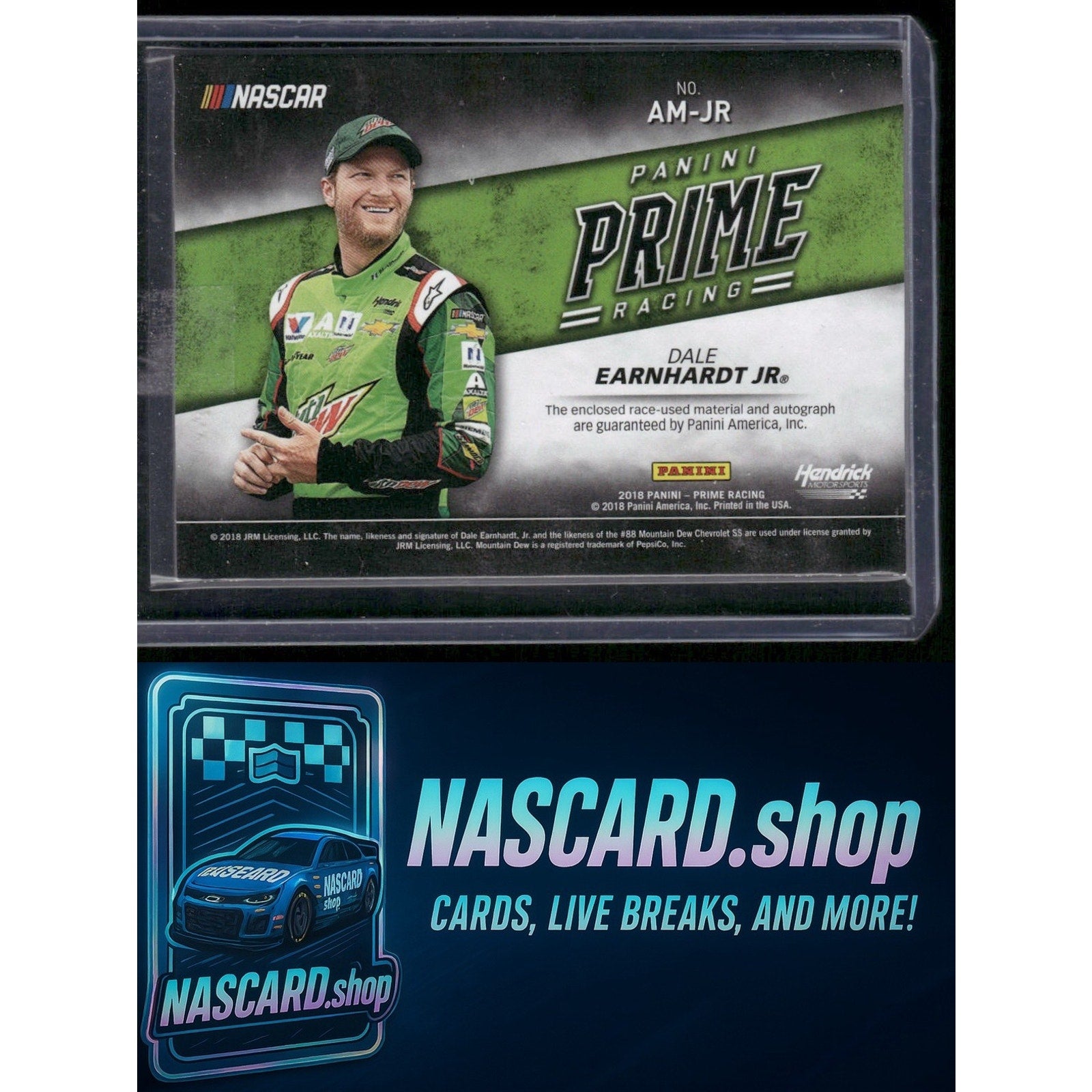 2018 Panini Prime #AM-JR Dale Earnhardt Jr Autograph Materials Holo Gold #/10 - NASCARD.shop