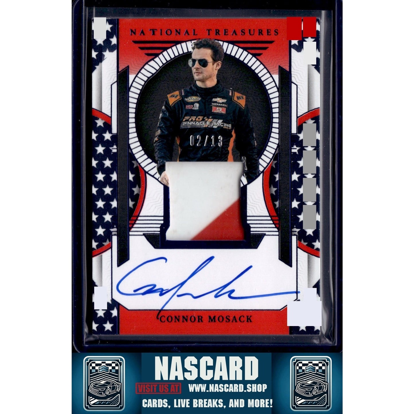 2024 National Treasures Connor Mosack Premium Patches Stars and Stripes #/13 - NASCARD.shop