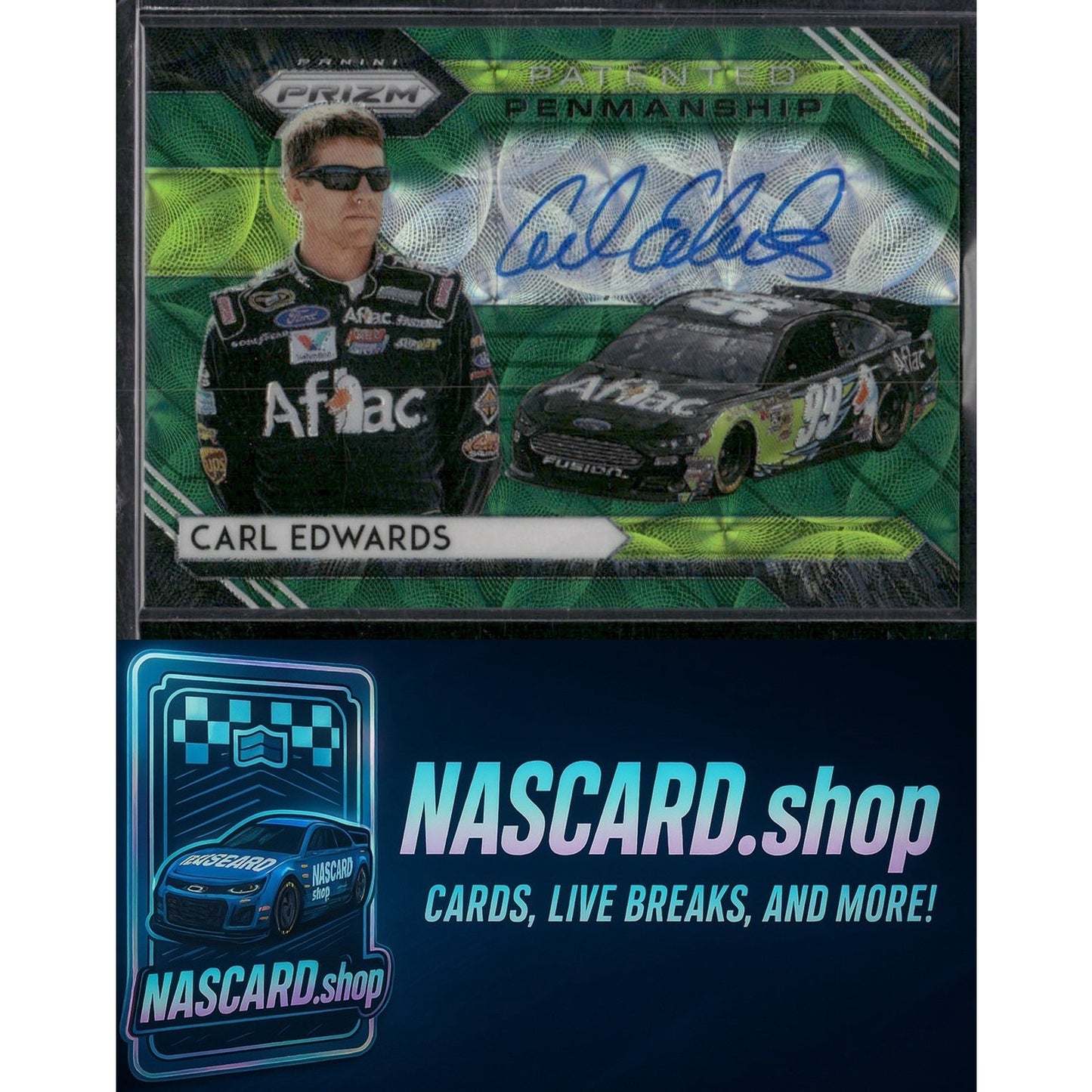 2020 Panini Prizm #PP-CE Carl Edwards Patented Penmanship Green Scope #/75