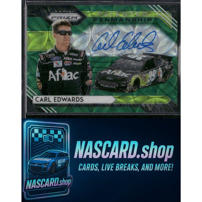 2020 Panini Prizm #PP-CE Carl Edwards Patented Penmanship Green Scope #/75