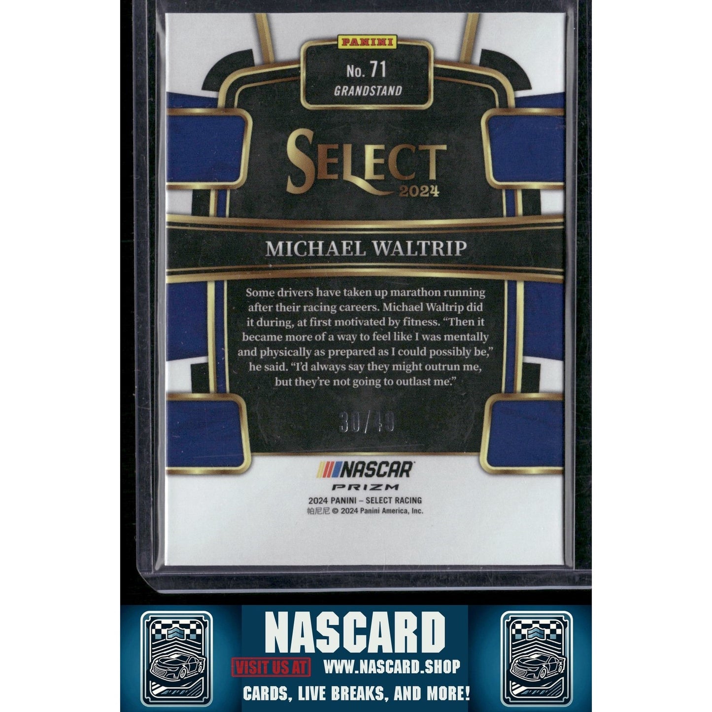 2024 Panini Select #71 Michael Waltrip Black and Blue Prizms #/49 - NASCARD.shop