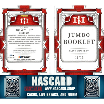 2024 National Treasures Jumbo Firesuit Booklet Clint Bowyer /25 - NASCARD.shop