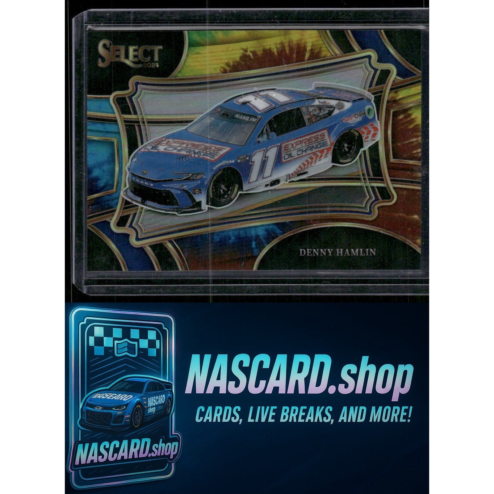 2024 Panini Select #170 Denny Hamlin Tie-Dye Prizms #/25 - NASCARD.shop