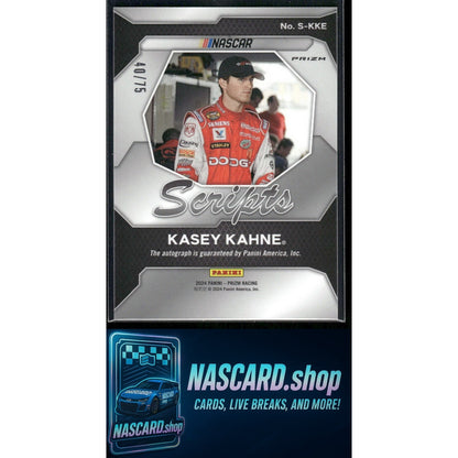 2024 Panini Prizm #S-KKE Kasey Kahne Scripts Red #/75