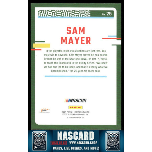 2024 Panini Donruss NASCAR - Sam Mayer #25 Pink 25/25