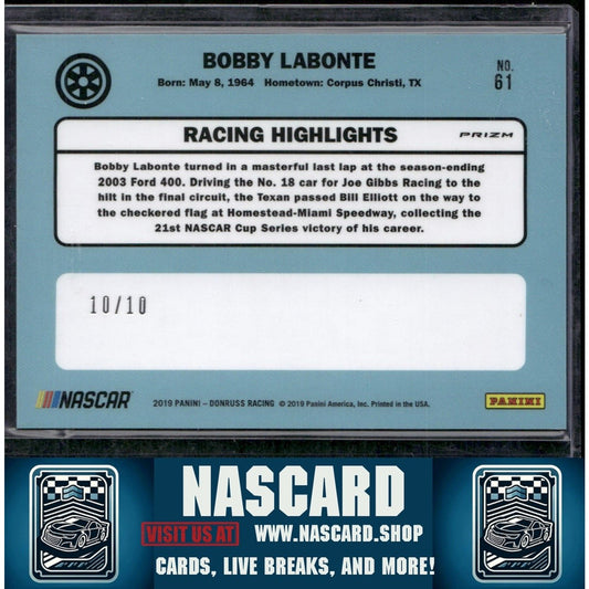 2019 Donruss #61 Bobby Labonte Optic Gold #/10