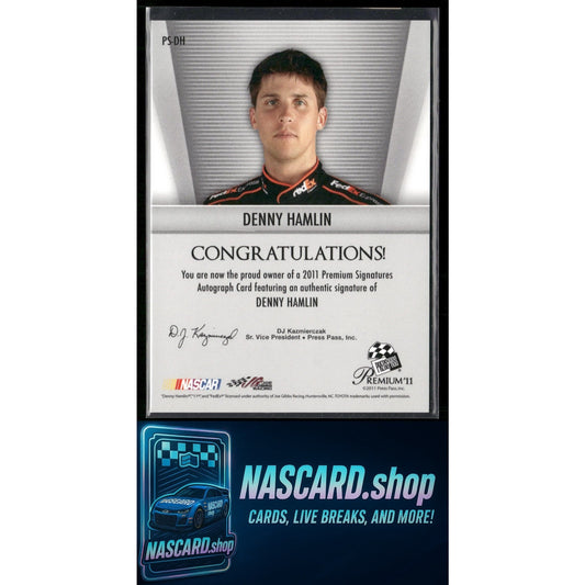2011 Press Pass Premium #PS-DH Denny Hamlin Signatures #/66 - NASCARD.shop