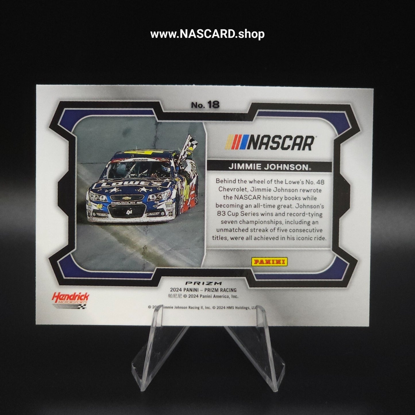 2024 Panini Prizm -Rides Jimmie Johnson #18 White Sparkle Prizm