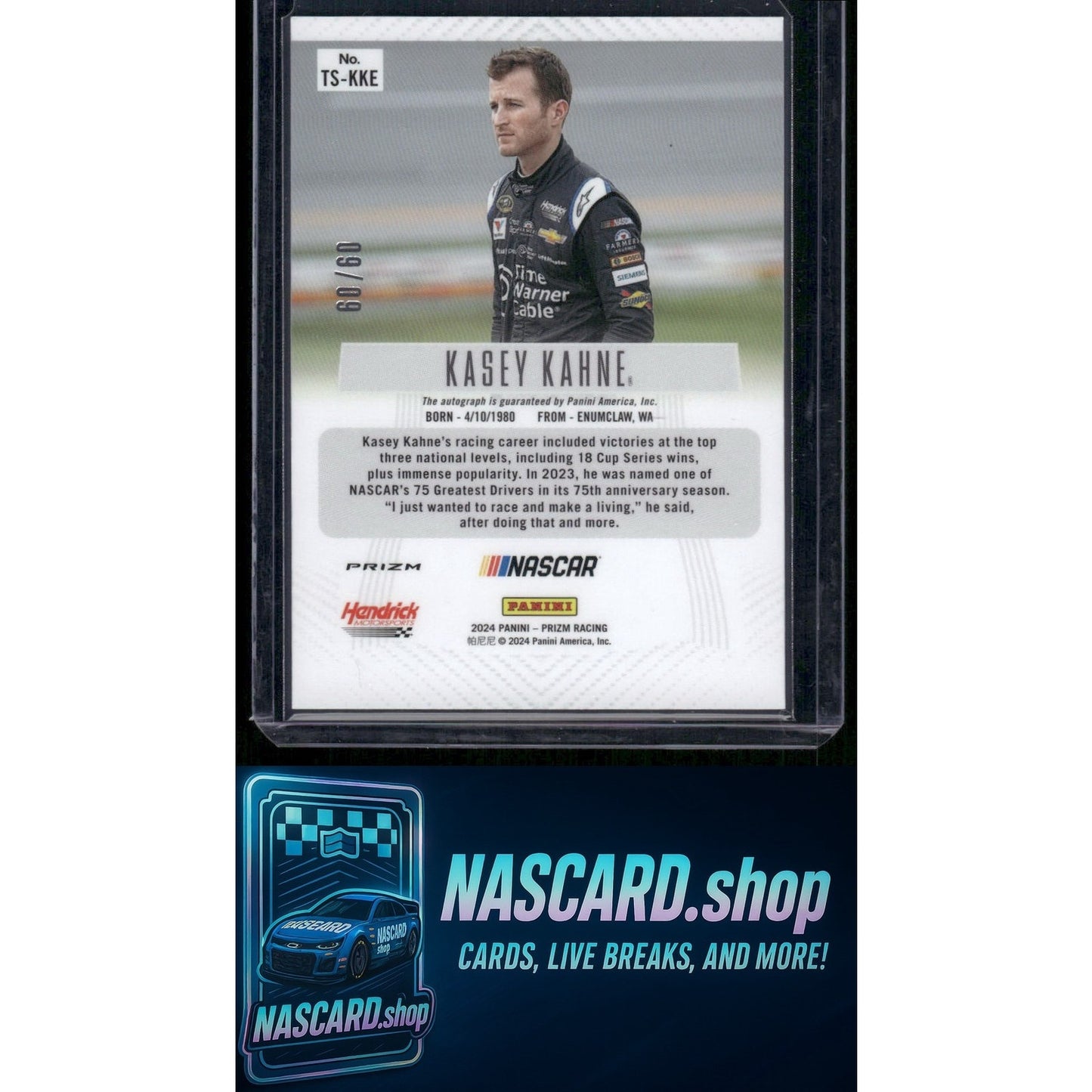 2024 Panini Prizm #TS-KKE Kasey Kahne Throwback Signatures Red #/60