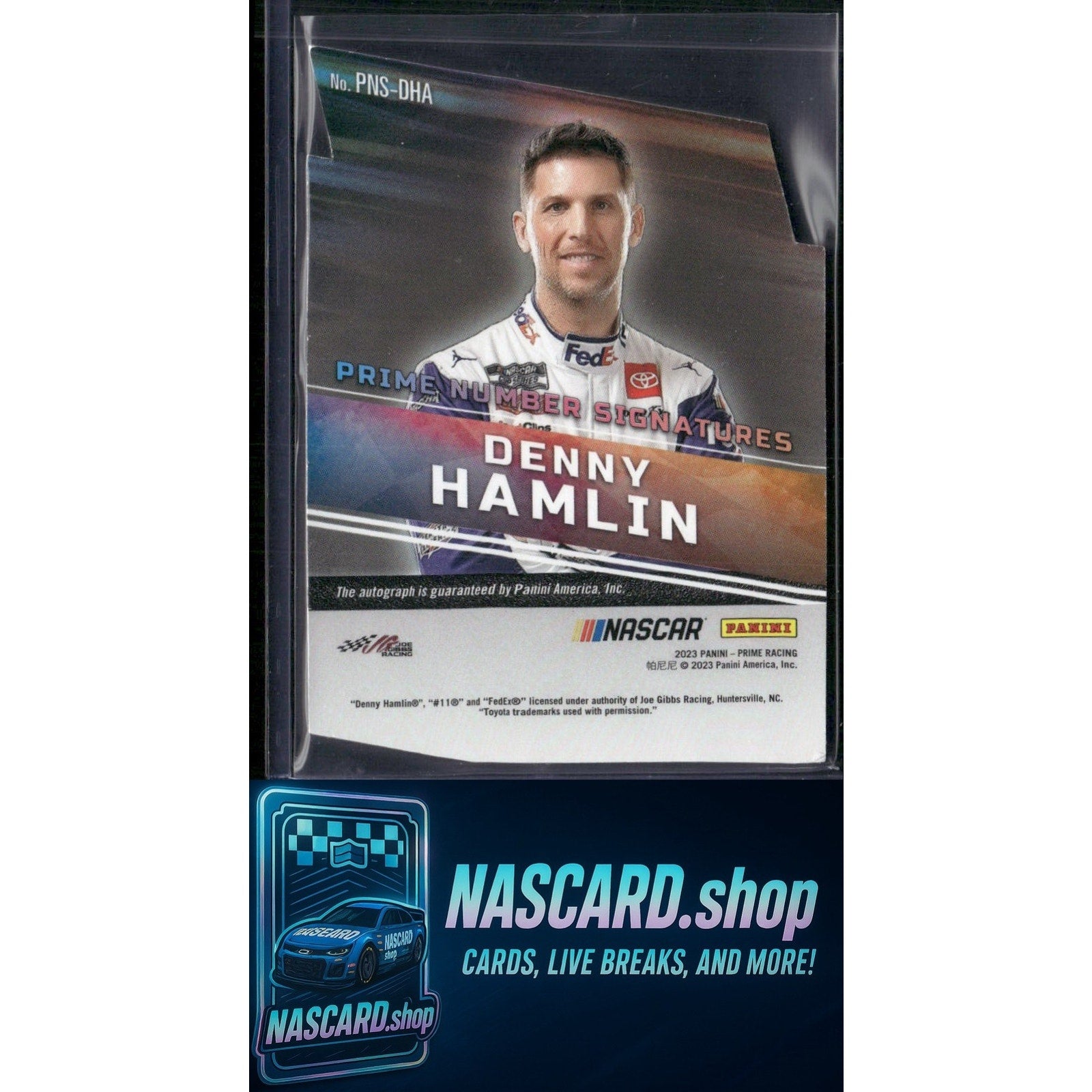 Denny Hamlin 2023 Prime Die Cut Prime Number Signatures Holo Gold #/15 - NASCARD.shop