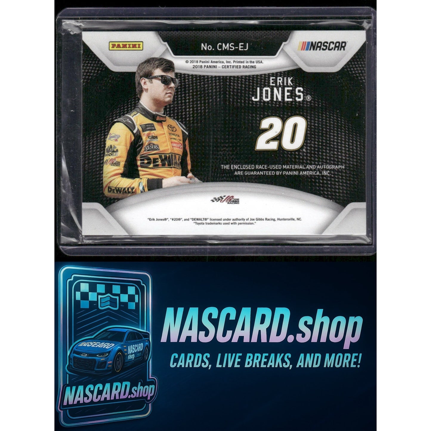 2018 Panini Certified #CMS-EJ Erik Jones Certified Materials Signatures #/75