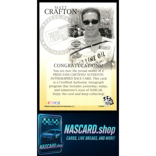 2003 Press Pass Matt Crafton Autographs
