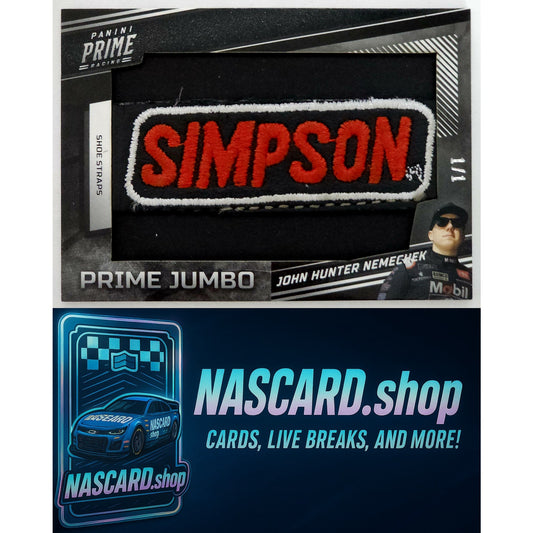 2023 Panini Prime #PJ-JHN John Hunter Nemechek Prime Jumbo Shoe Straps #1/1 - NASCARD.shop