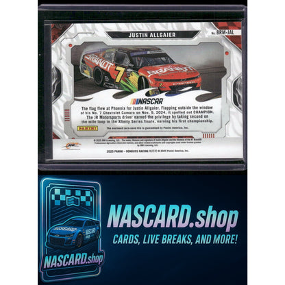 2025 Donruss #BRM-JAL Justin Allgaier Burning Rubber Materials