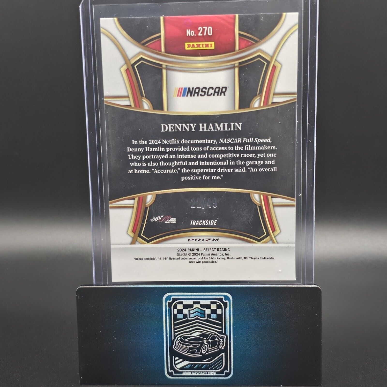 2024 Panini Select - Trackside Black and Blue Prizm #270 Denny Hamlin /49 - NASCARD.shop