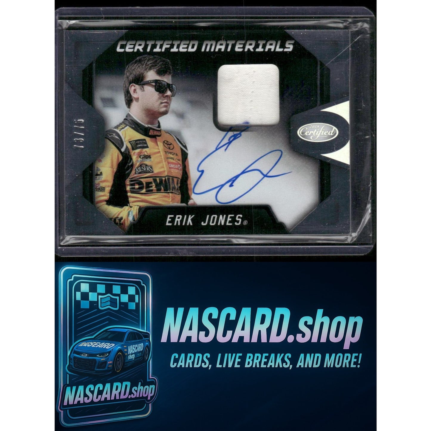 2018 Panini Certified #CMS-EJ Erik Jones Certified Materials Signatures #/75