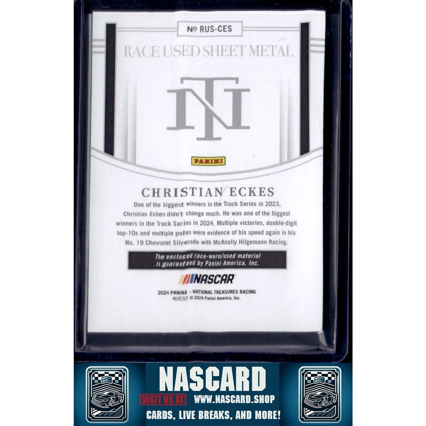 2024 National Treasures Christian Eckes Race Used Sheet Metal Holo Silver #/25