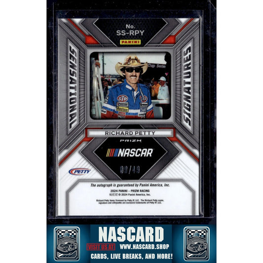 2024 Panini Prizm #SS-RPY Richard Petty Sensational Signatures Red #/49