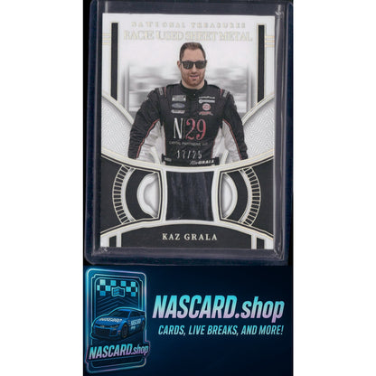 2024 Panini National Treasures Kaz Grala Race Used Sheet Metal Holo Silver #/25